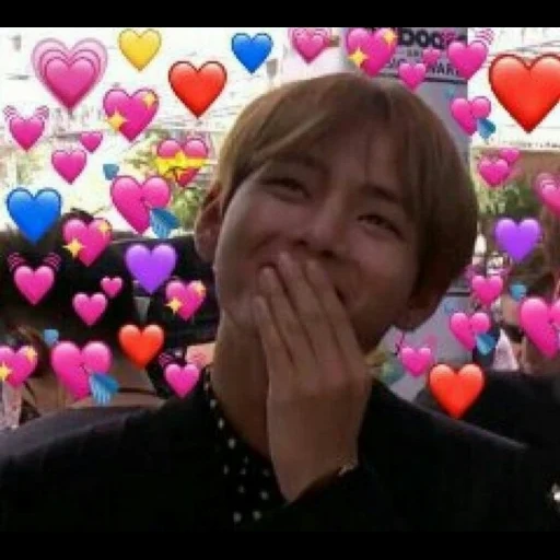 sun, kpop bts, taehyung bts, jimin meme hearts, bts taehen heart