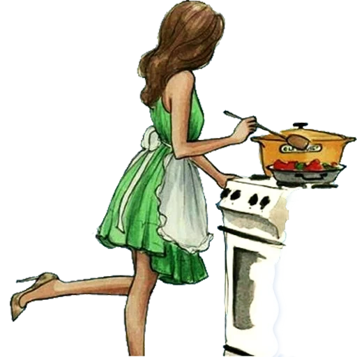 домохозяйка, девушка у плиты, домохозяйка арт, отчаянные домохозяйки, домохозяйка иллюстрация