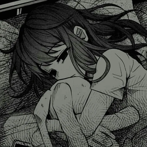 арты, аниме, рисунок, аниме депрессия, anime girl manga