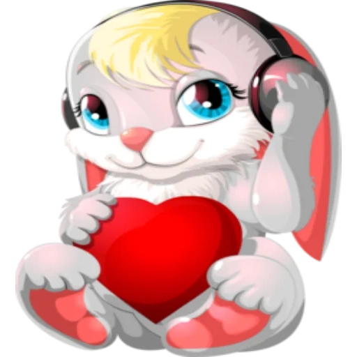 coelhos, coração de coelho, coração de coelho, coelho um coração, animais de desenho animado fofos
