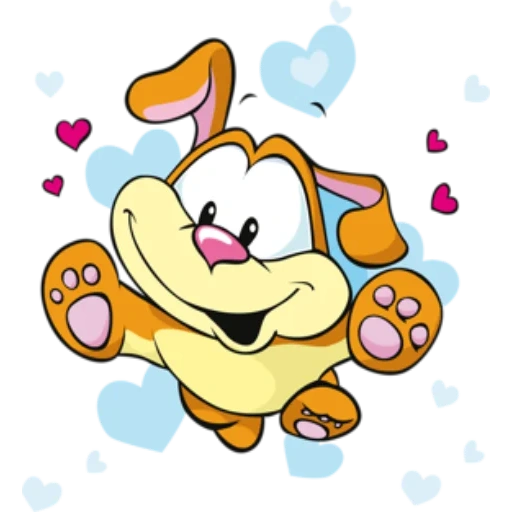 piccoli animali divertenti, cane dei cartoni animati, cartone animato gioioso, cartoon a forma di cuore, modello cane cartone animato
