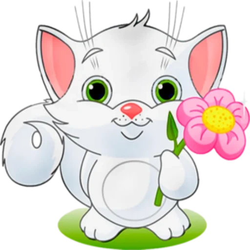 gatinho de desenho animado, gatos da catedral, cato de desenho animado com flores, cartoon engraçados de gatinhos, animais de desenho animado com flores